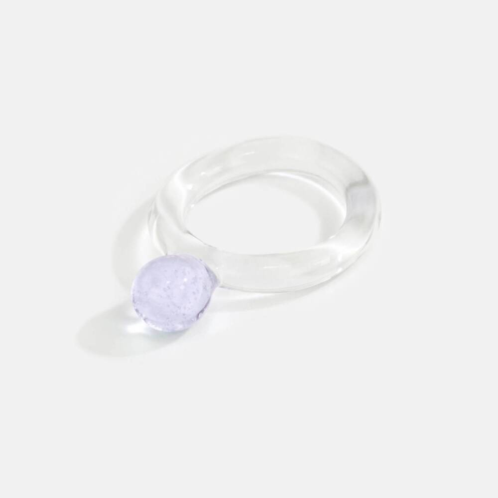 NEW JANE D'ARENSBOURG women's glass dot ring in lilac